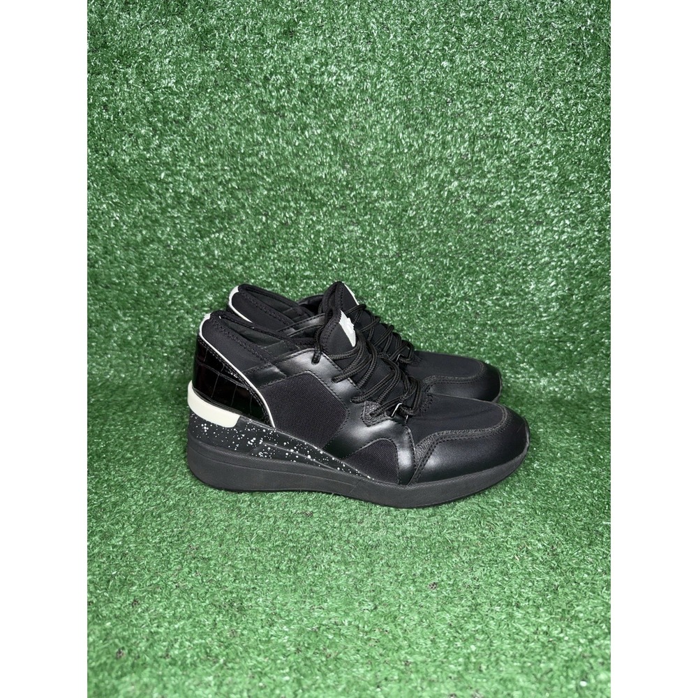 Michael Kors Shoes Womens Size 6 Liv Wedge Black‎ Leather Comfort Sneakers